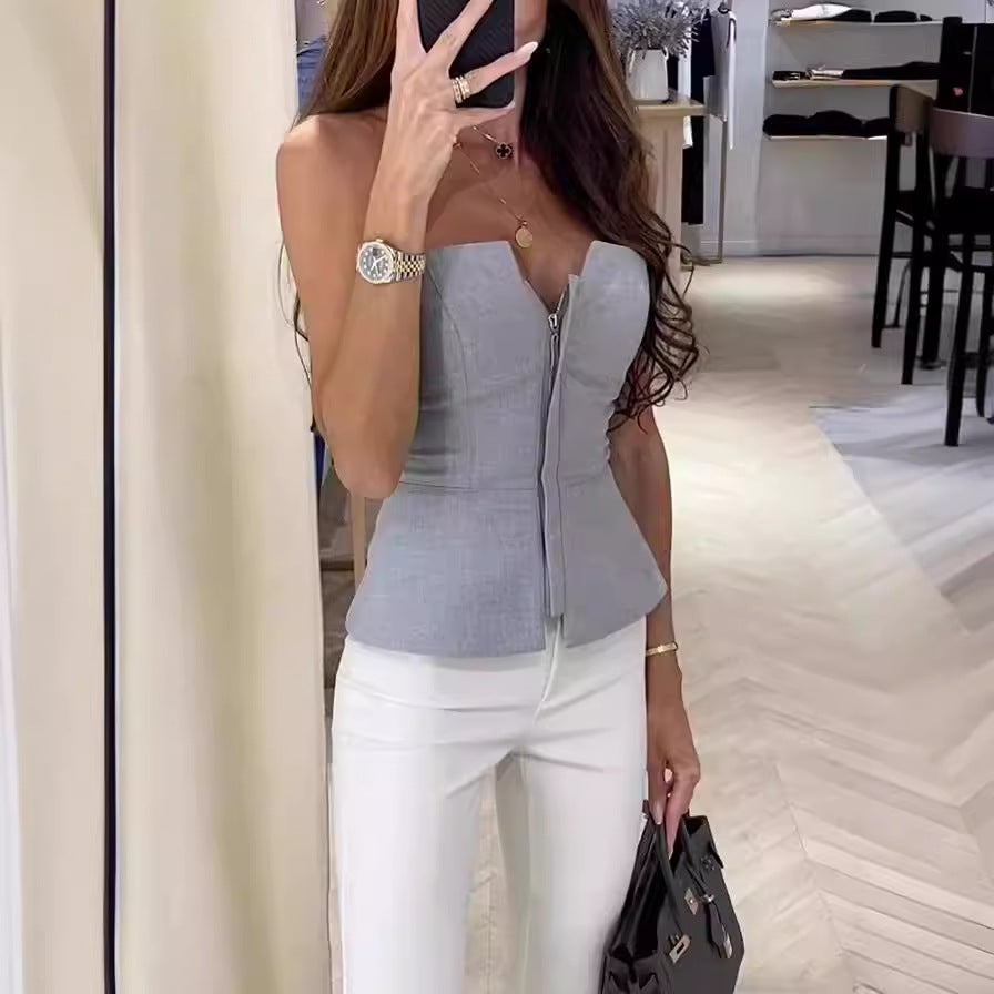 Korsett Frontreißverschluss Top