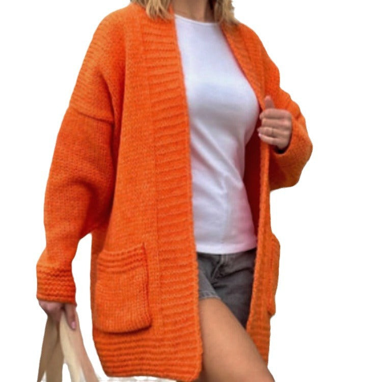 Damen Langjacke mit strukturiertem Strickdesign und aufgesetzten Taschen Fudus