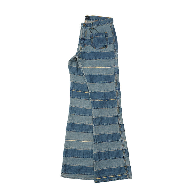 Damen Jeanshose mit modernem Streifenmuster und bequemer Passform Fudus