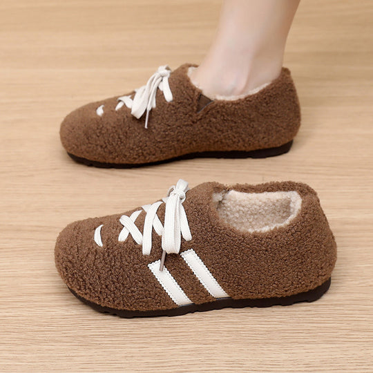 Damen Komfortable und warme Fleece-Hausschuhe mit rutschfester Sohle Fudus