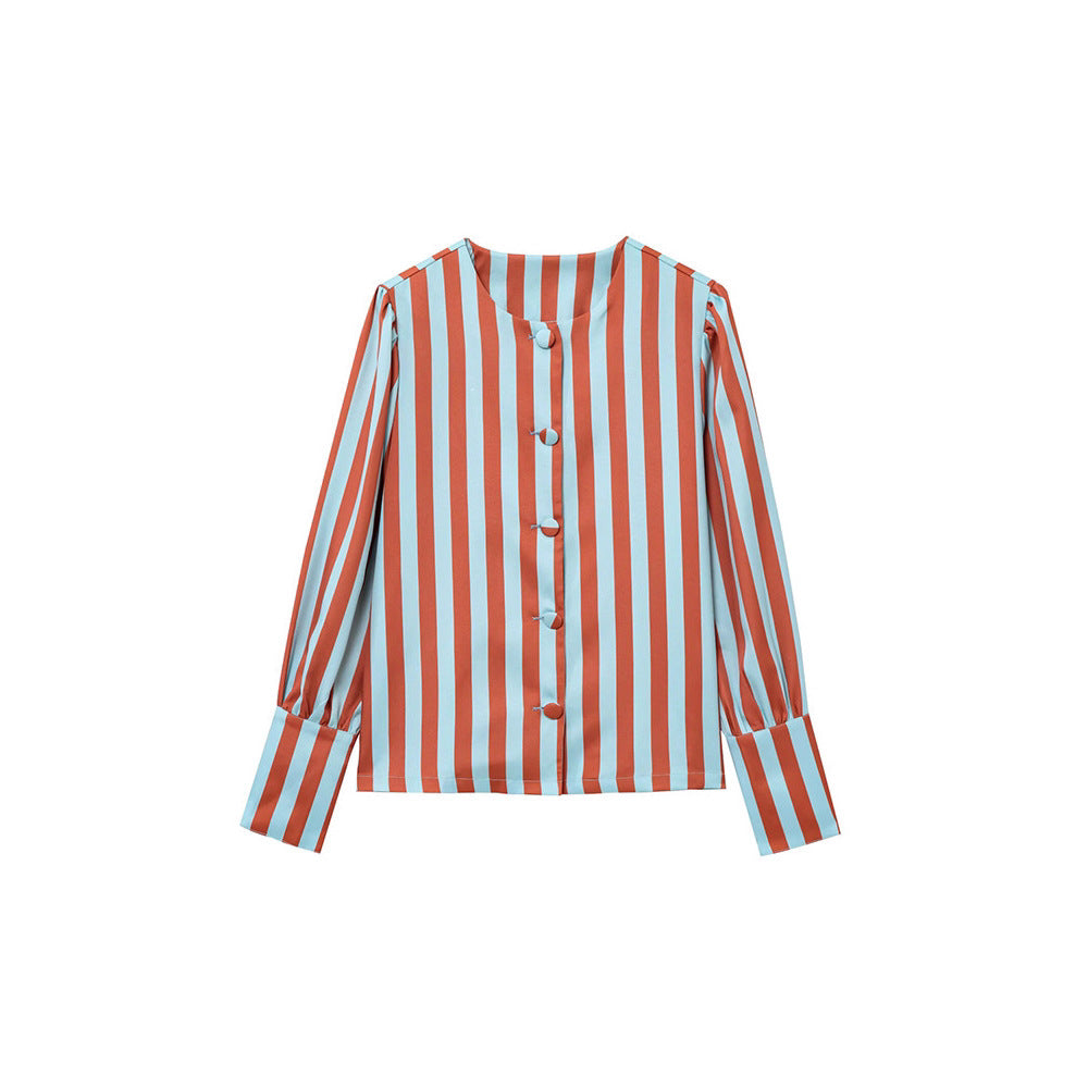 Damen Langarmbluse mit modernen Streifen Fudus