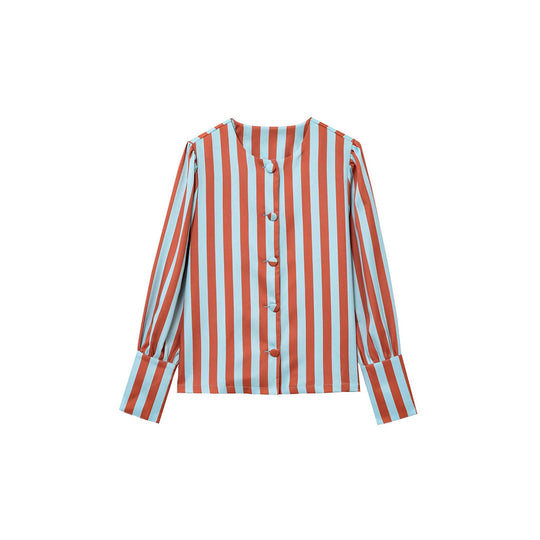 Damen Langarmbluse mit modernen Streifen Fudus