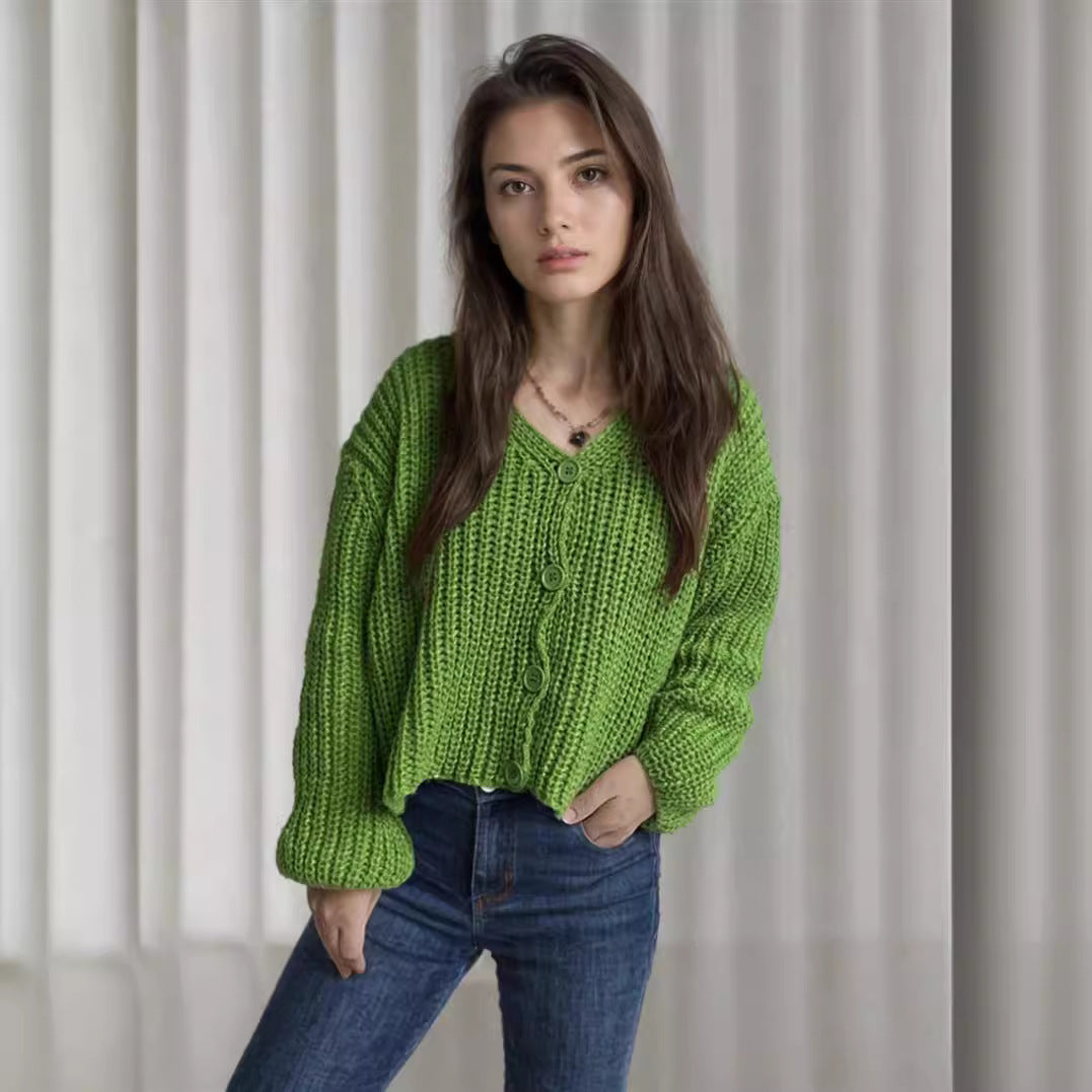 Damen Grobstrickjacke mit modischen Knopfdetails und lässigem Schnitt Fudus