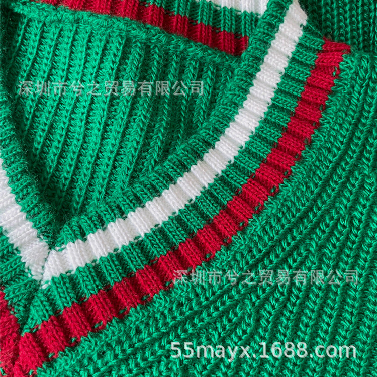 Damen Grobstrickpullover mit dekorativem V-Ausschnitt Fudus