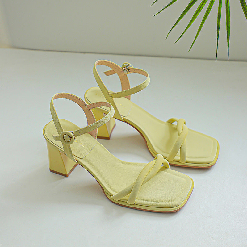Sandalen Damen Chunky Blockabsatz Riemchen Stilvoll