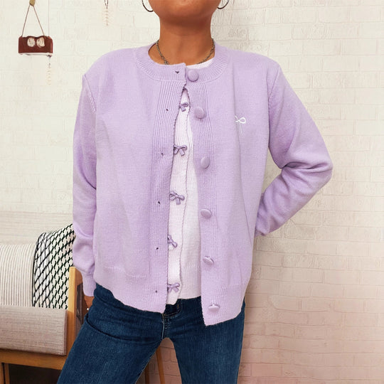 Damen Kuschelweich Strickjacke mit schönen Knöpfen und raffinierten Details Fudus