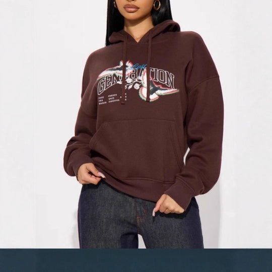 Damen Kapuzenpullover mit modernem Grafikdesign Fudus