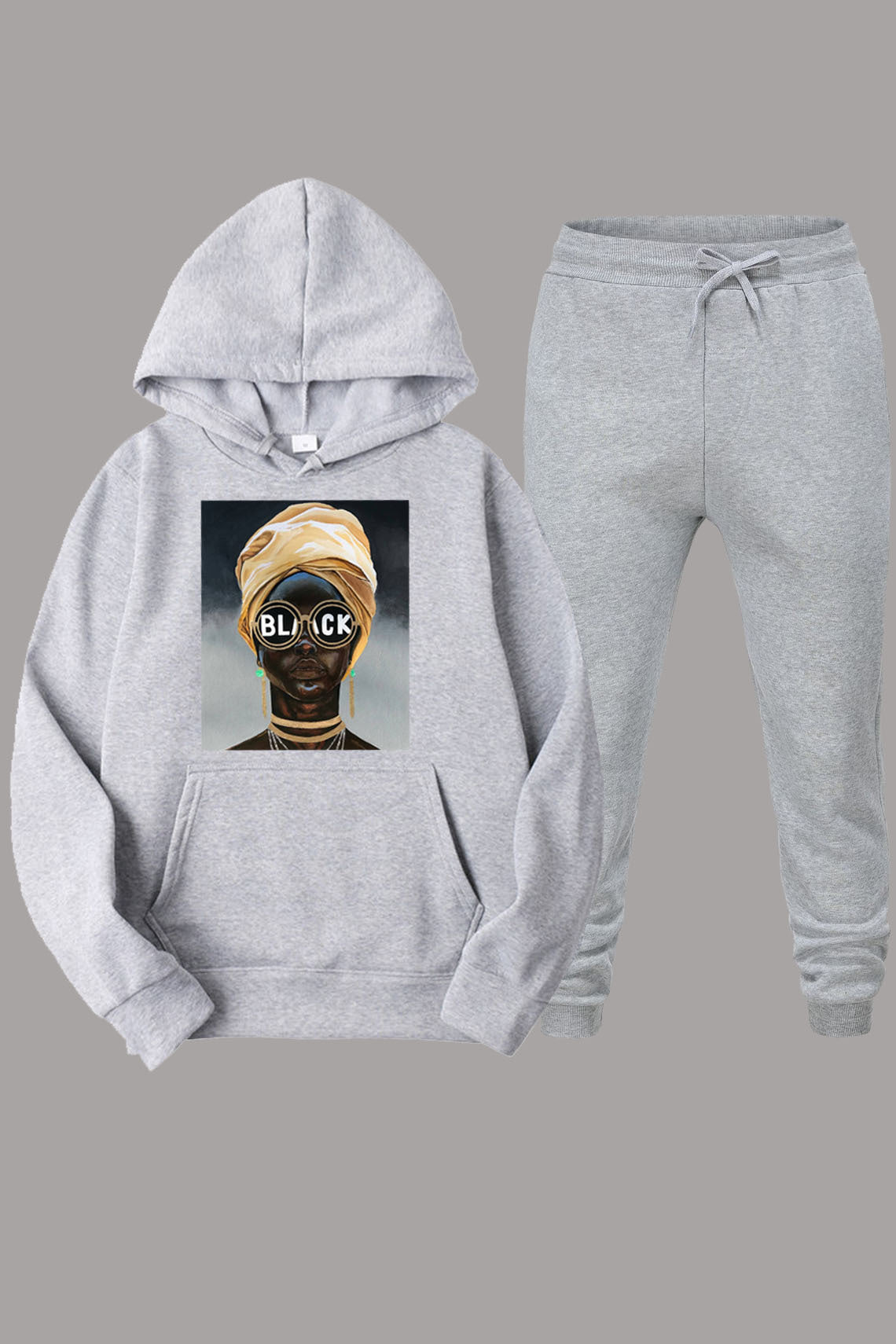 Damen Kapuzenpullover und Jogginghose Set mit kreativem Grafikdruck Fudus