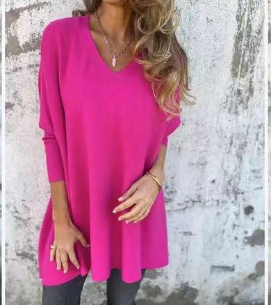 Damen V-Ausschnitt Oversized Pullover Fudus