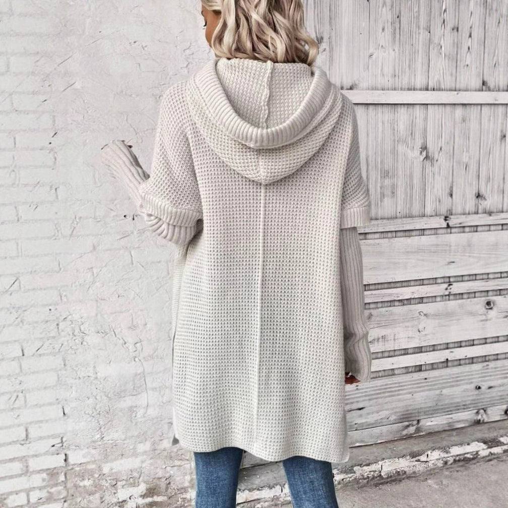 Damen Hoodie-Pullover mit strukturiertem Design und seitlichen Schlitzen Fudus