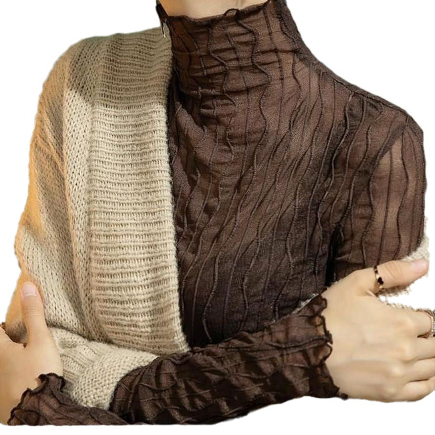 Damen Langarm-Top aus transparentem Material mit wellenförmigem Design Fudus