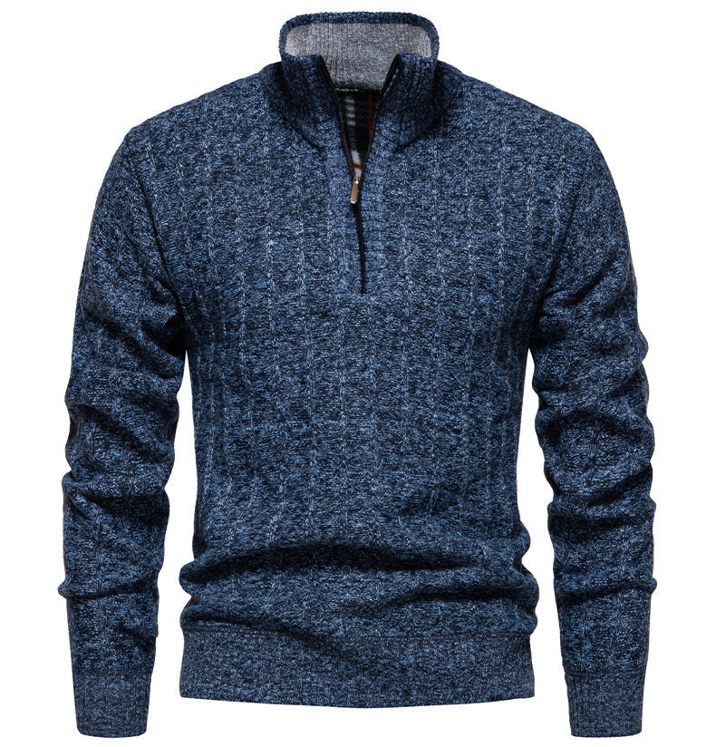 Herren Pullover mit Stehkragen und Zipper Fudus