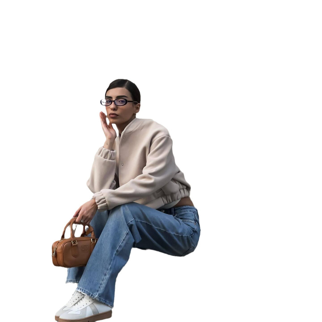 Damen lässige Bomberjacke mit elastischen Bündchen und modischem Schnitt Fudus