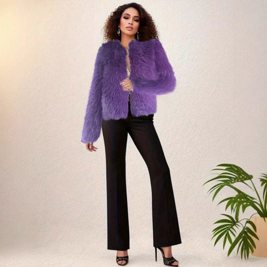 Damen kuschelige Kurzjacke mit lockerer Passform und elegantem Design Fudus