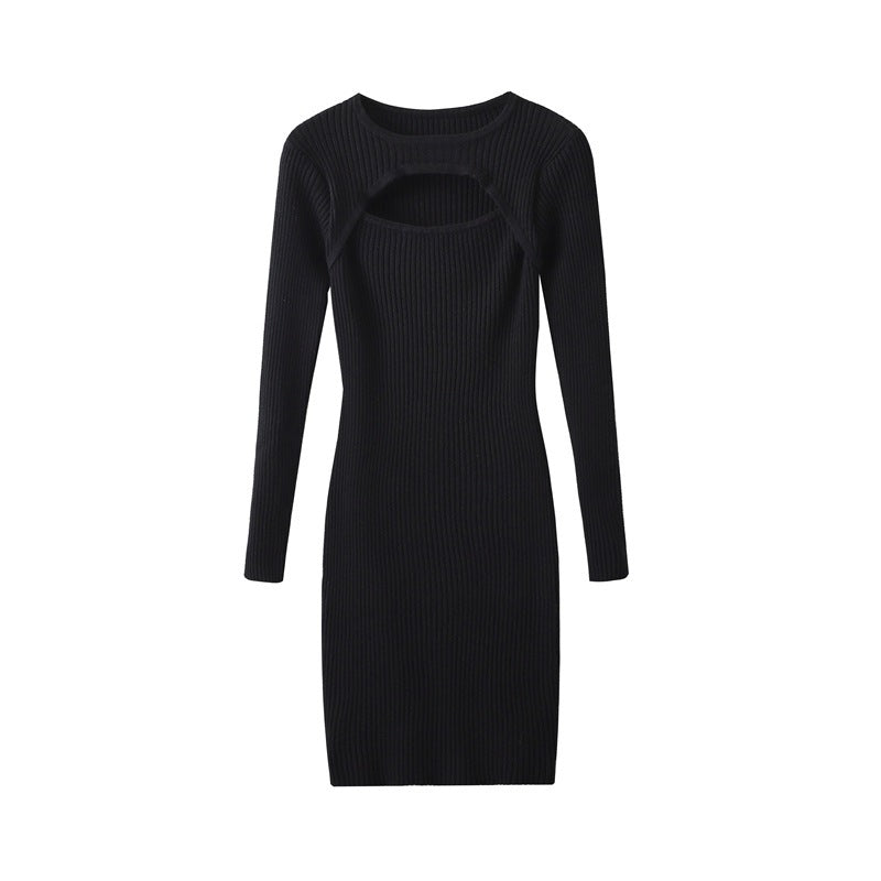 Damen langärmliges Strickkleid mit Cut-Out-Details Fudus
