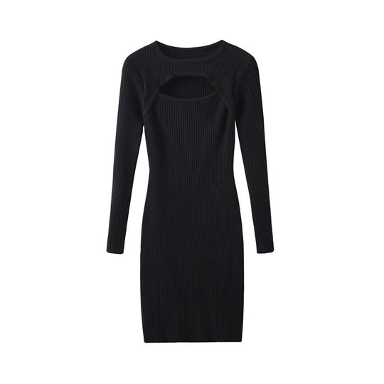 Damen langärmliges Strickkleid mit Cut-Out-Details Fudus