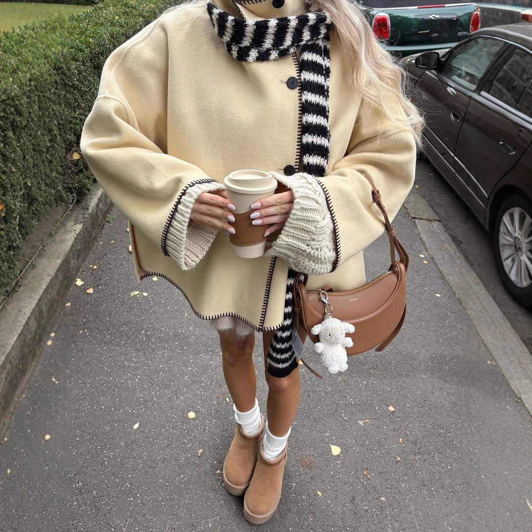 Damen lässige Steppjacke mit hohem Kragen und praktischen Knöpfen Fudus