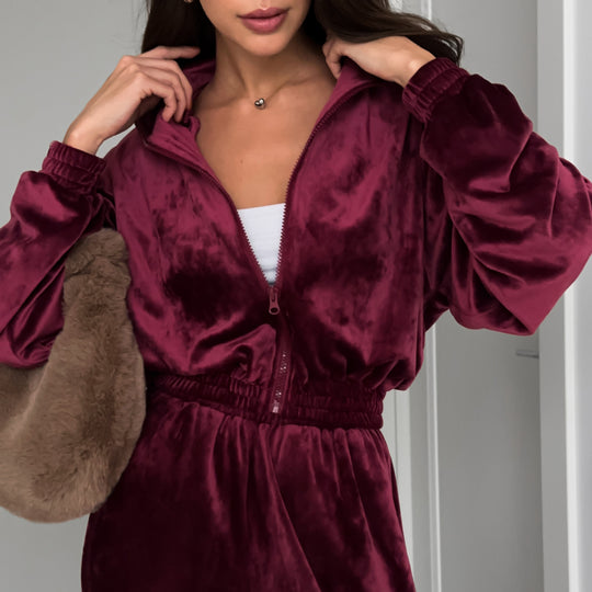 Damen Komfortabler Velours-Trainingsanzug Fudus