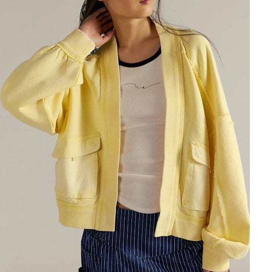 Damen lässige Hoodie-Jacke mit weiten Ärmel und praktischen Taschen Fudus