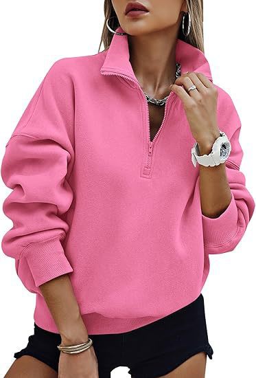 Damen Kapuzensweatshirt mit kurzem Reißverschluss und überschnittenen Schultern Fudus