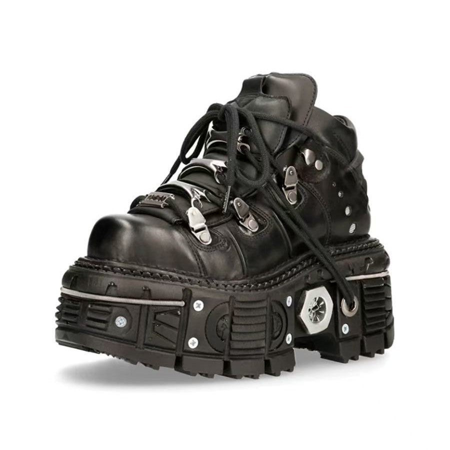 Damen Stiefel High Top Robust Gummisohle Leder Ergonomisch