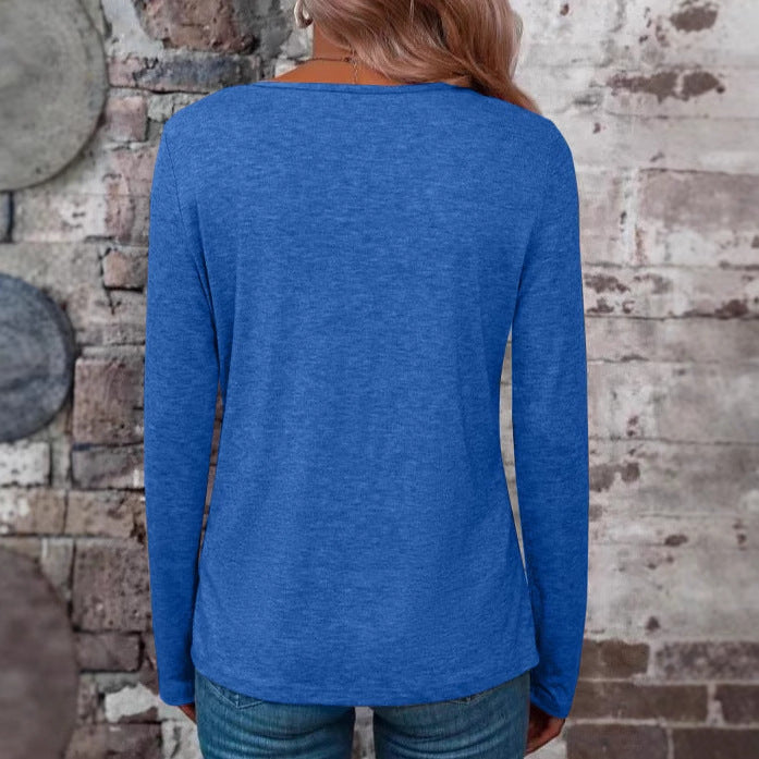 Damen langärmliges Shirt mit Kreuz-Ausschnitt Fudus