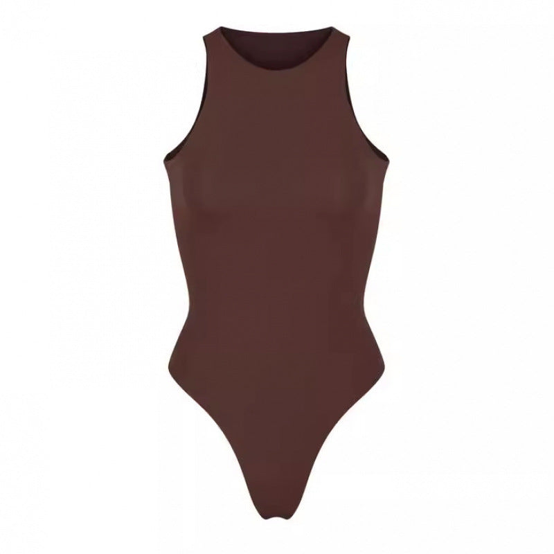Damen Body Sportlich Hoher Hals Elegant Schlicht Dehnbar