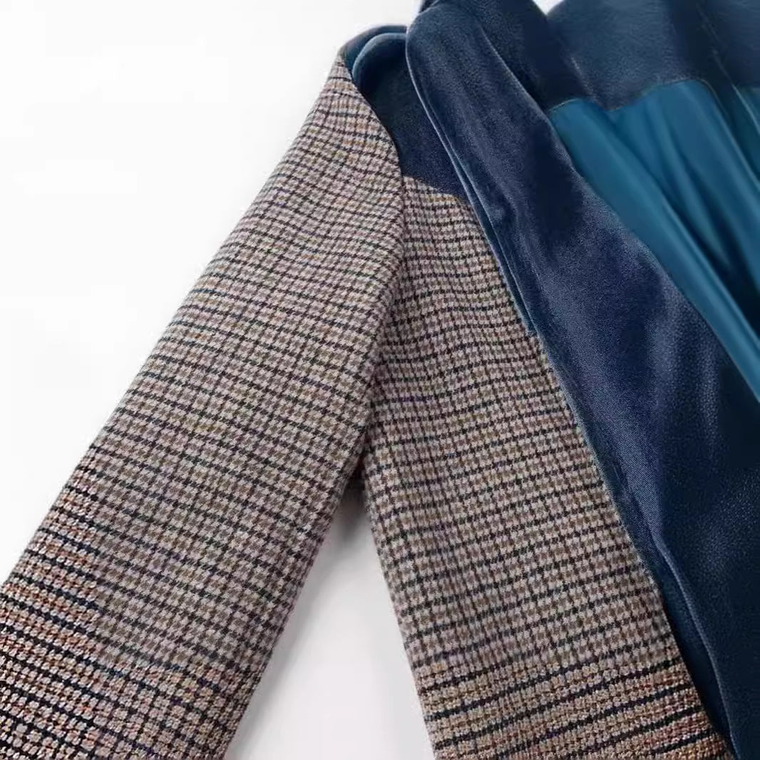 Damen modischer Longblazer mit samtigem Revers Fudus