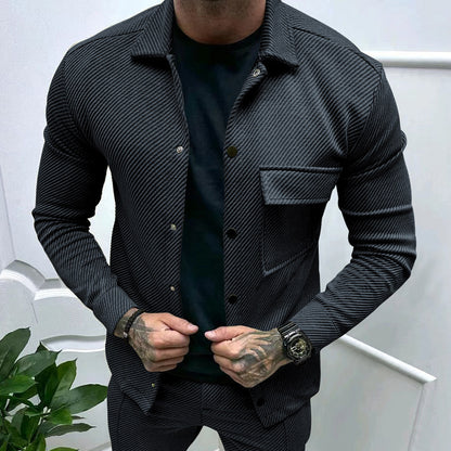 Herren modische Jacke mit strukturiertem Design und praktischen Taschen Fudus