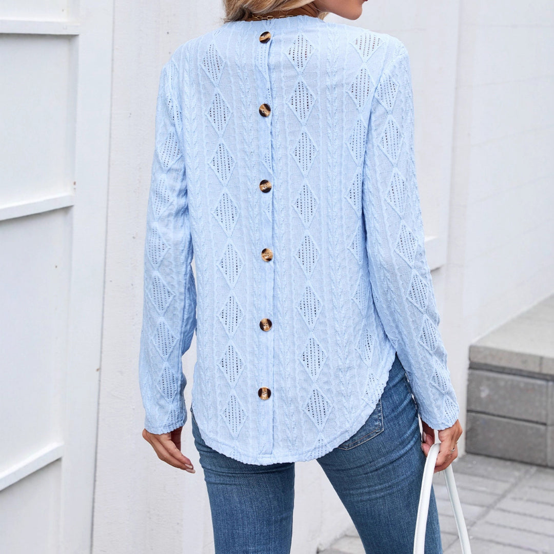 Damen Langarmshirt mit strukturiertem Design und abgerundetem Saum Fudus