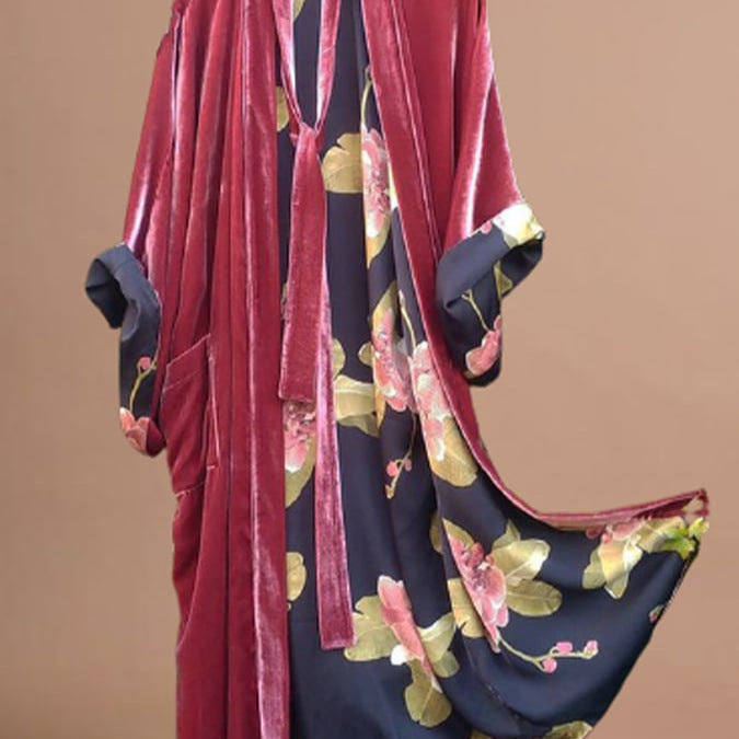 Schlafanzug Satin Digital Floral Cardigan