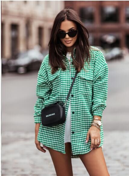 Damen Karierte Overshirt Jacke Fudus