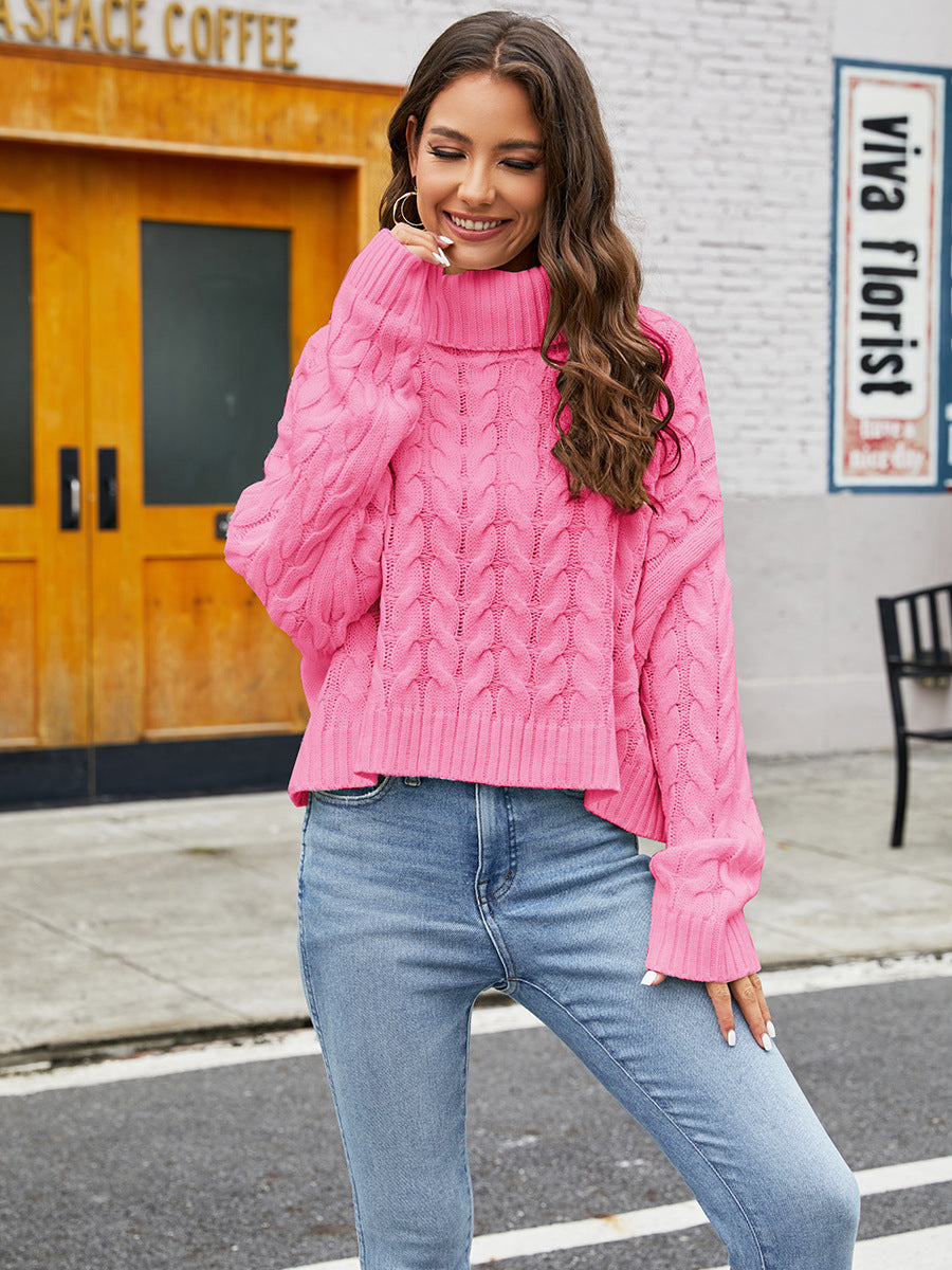 Damen Grobstrickpullover mit hohem Kragen Fudus