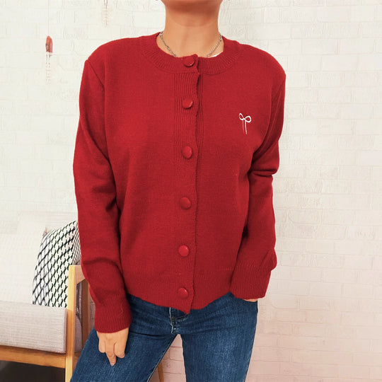 Damen Kuschelweich Strickjacke mit schönen Knöpfen und raffinierten Details Fudus