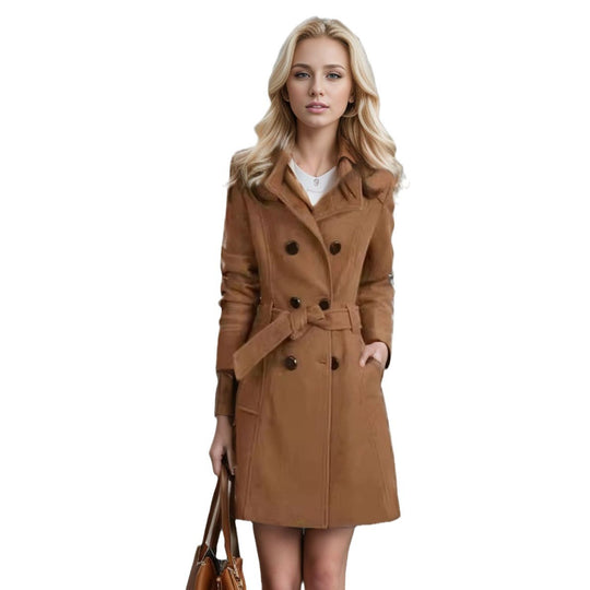 Damen modischer Kimono-Mantel mit doppelter Knopfleiste und elegantem Schnitt Fudus