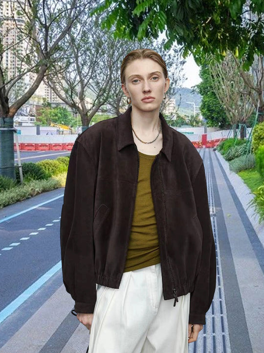 Damen Kunstlederjacke mit elastischem Bund und praktischen Taschen Fudus