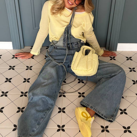 Damen Lässige Jeansoverall mit weitem Schnitt Fudus