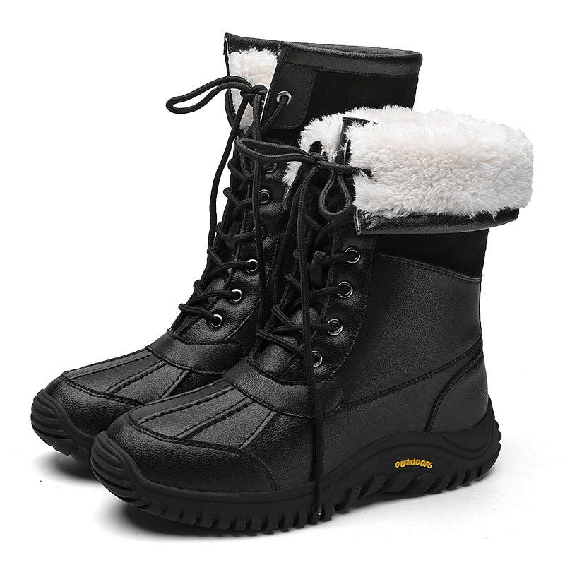 Damen isolierte Winterstiefel mit modischem Kunstfellkragen und rutschfester Sohle Fudus
