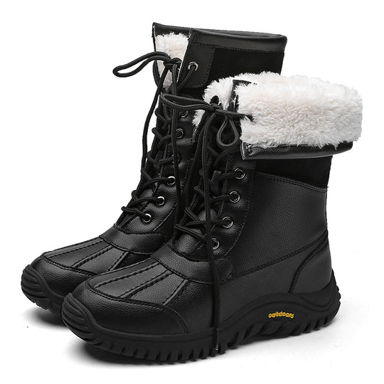 Damen isolierte Winterstiefel mit modischem Kunstfellkragen und rutschfester Sohle Fudus