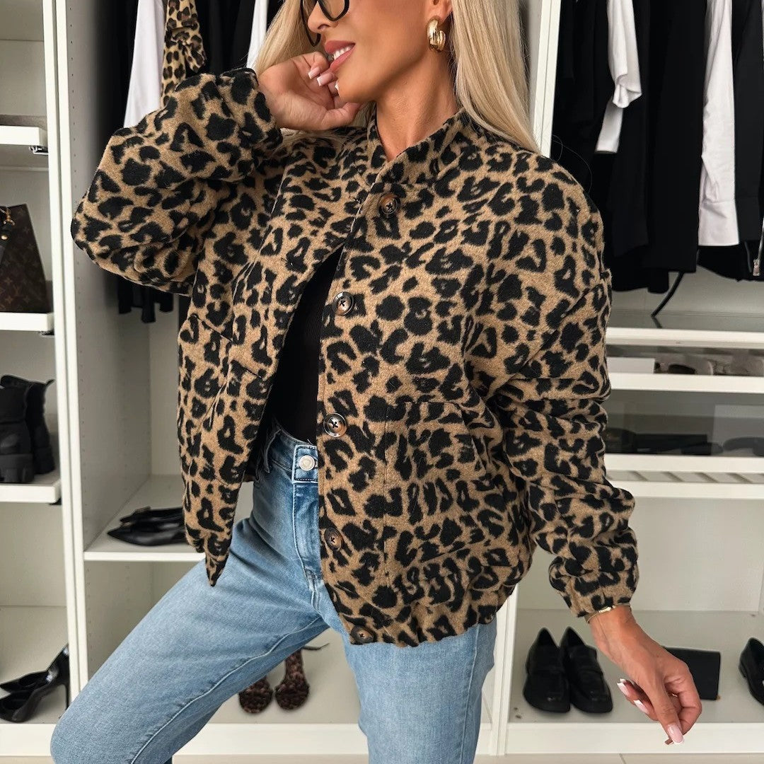 Damen kuschelige Leopardenfelljacke Fudus