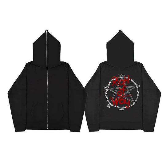 Damen Kapuzenjacke mit einzigartigem grafischem Design und Reißverschluss Fudus