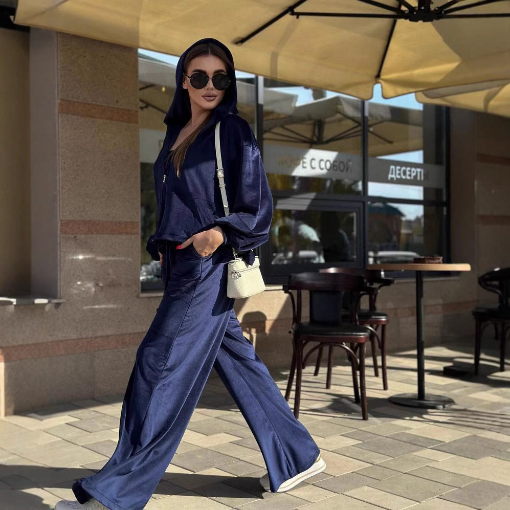 Damen kuscheliges Velours-Loungewear-Set Fudus