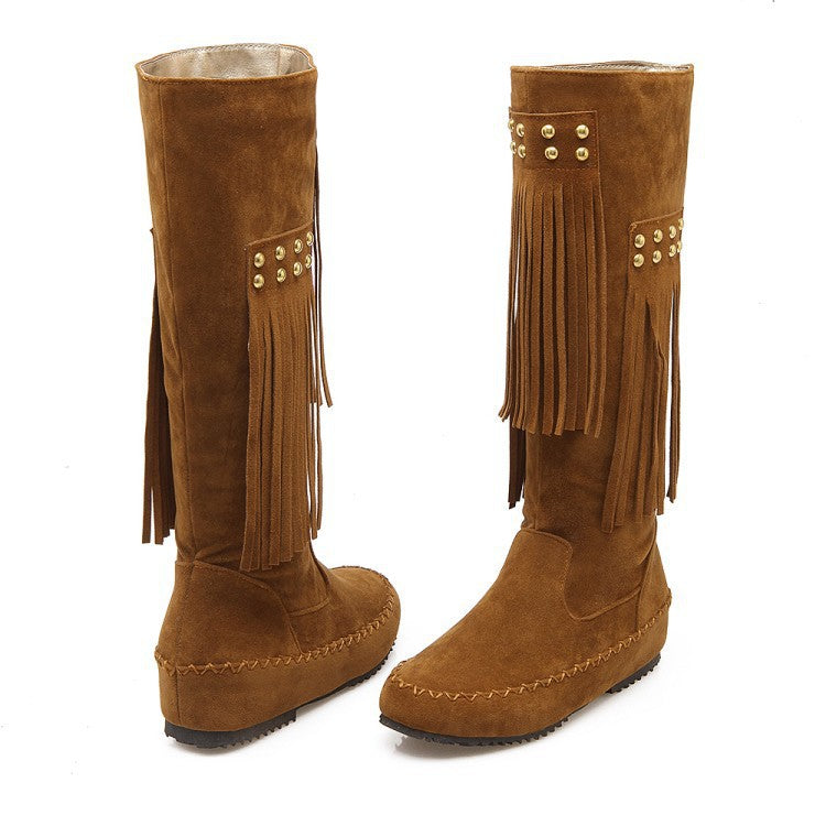 Damen Hohe Fransenstiefel Fudus