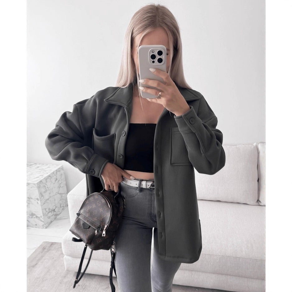 Damen Lässige Overshirtjacke mit praktischen Taschen Fudus