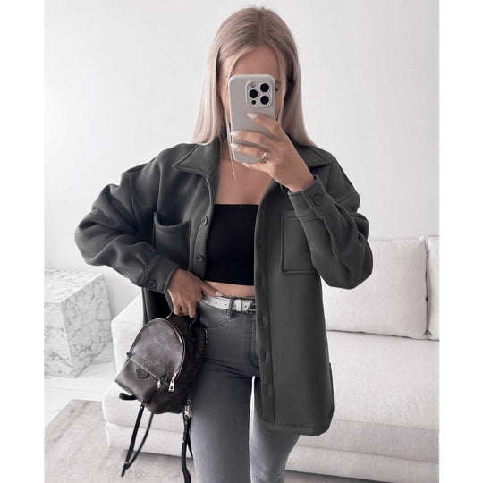 Damen Lässige Overshirtjacke mit praktischen Taschen Fudus