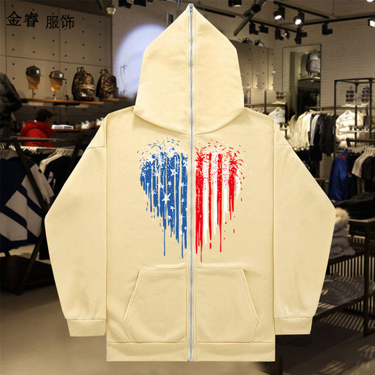 Damen Kapuzenjacke mit einzigartigem Herzmotiv und Reißverschluss Fudus