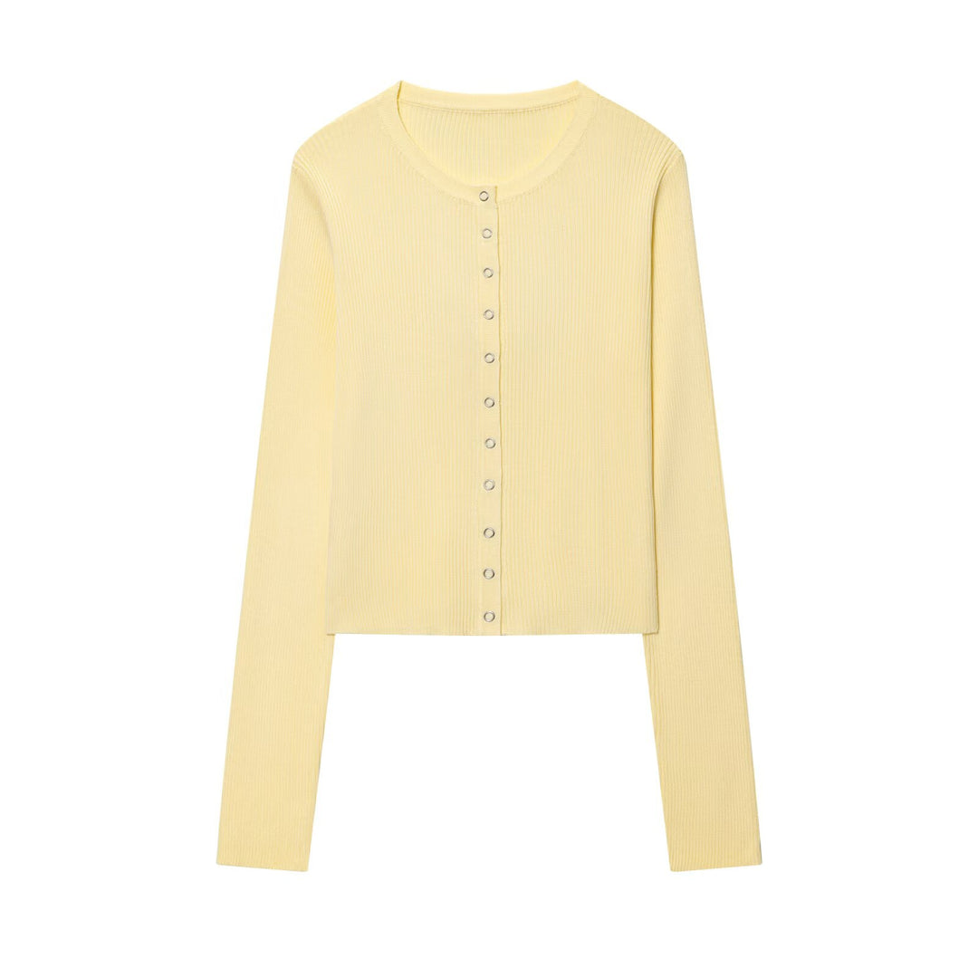 Damen Langarmshirt mit Knopfleiste und Rippstruktur Fudus