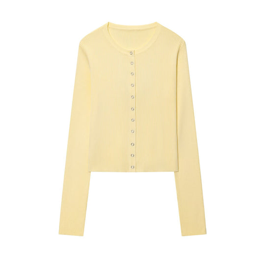 Damen Langarmshirt mit Knopfleiste und Rippstruktur Fudus