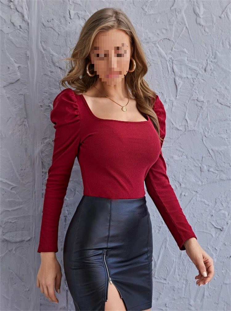 Damen langärmeliges Oberteil mit Puffärmeln Fudus