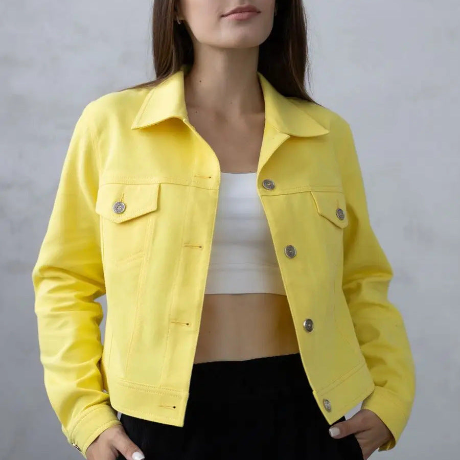 Damen Jeansjacke mit modernem Schnitt und dekorativen Knopfdetails Fudus